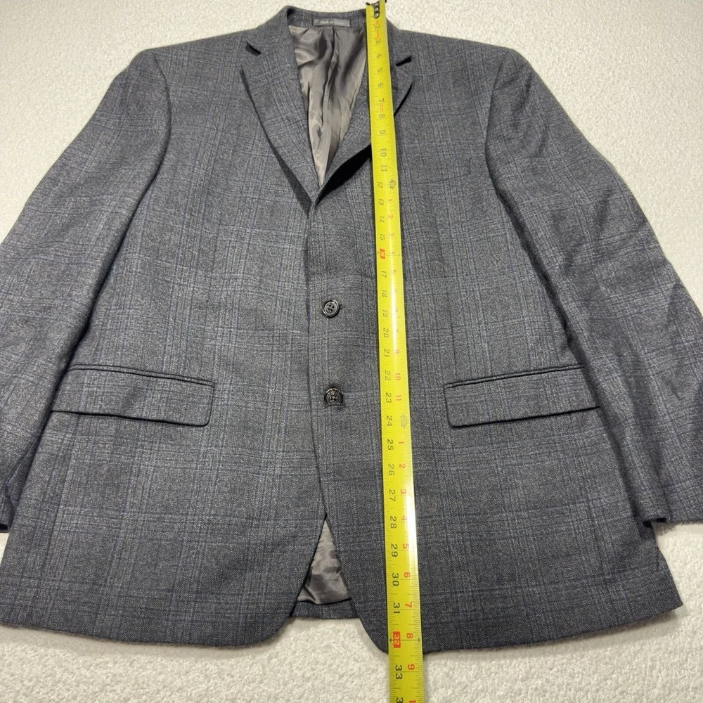 Lauren Ralph Lauren Blazer Men's 42R Gray Plaid 2 Button Sport Coat Silk Wool